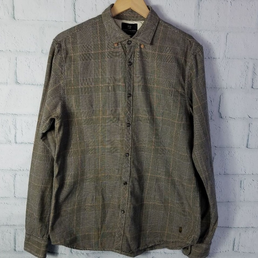Scotch & Soda Houndstooth Plaid Pearl Snap Shirt